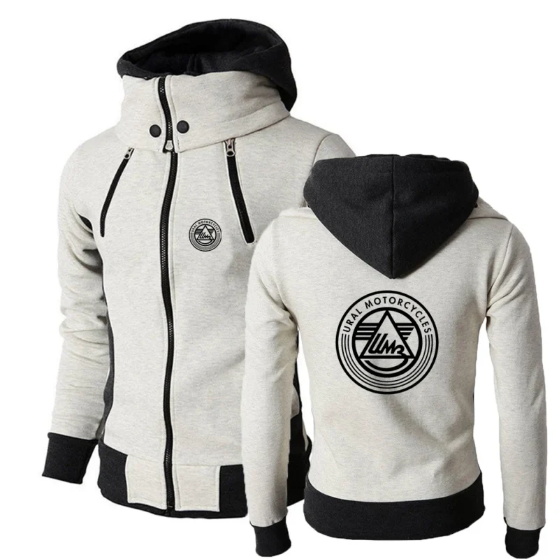 2022 Men’s New Hoodies Ural Motorcycles Printed Casual Outdoor Sweatshirts Double Zip Cotton Harajuku Fashion Tops Clothing
