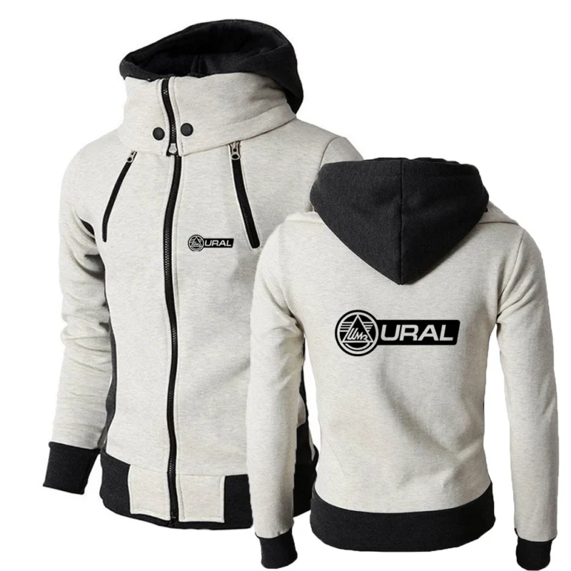2022 Men’s New Hoodies Ural Motorcycles Printed Casual Outdoor Sweatshirts Double Zip Cotton Harajuku Fashion Tops Clothing
