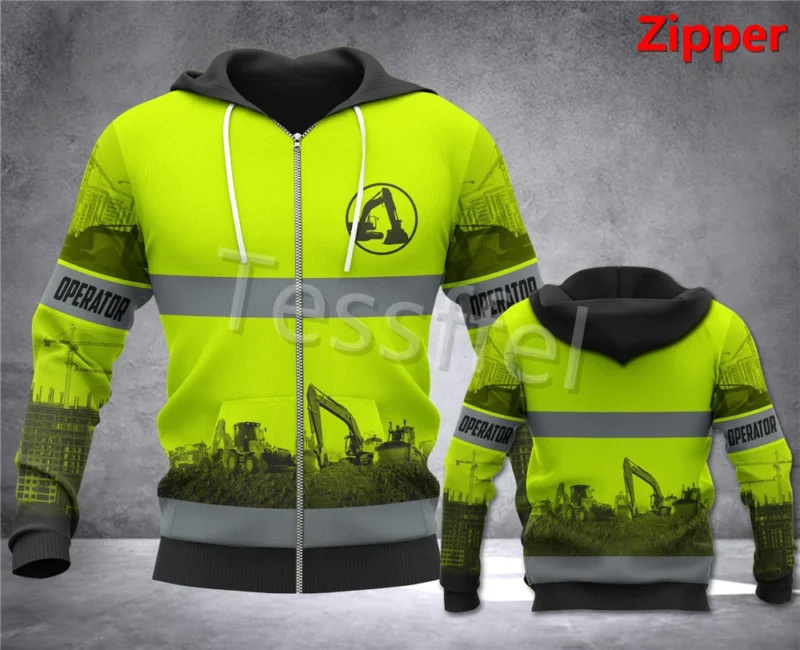 Tessffel Excavator Operator 3D Print Fashion Men’s Outdoor Sunscreen Workwear Hoodies Zipper Hooded Funny Casual Clothes Styel-3